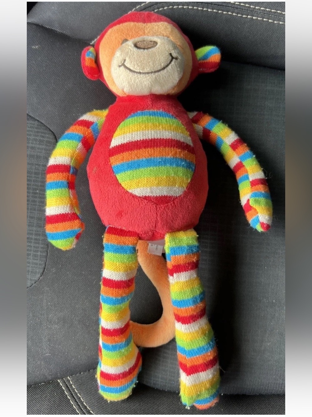 Rare JellyCat Rainbow Stripe Monkey Crinkle Plush Stuffed Animal